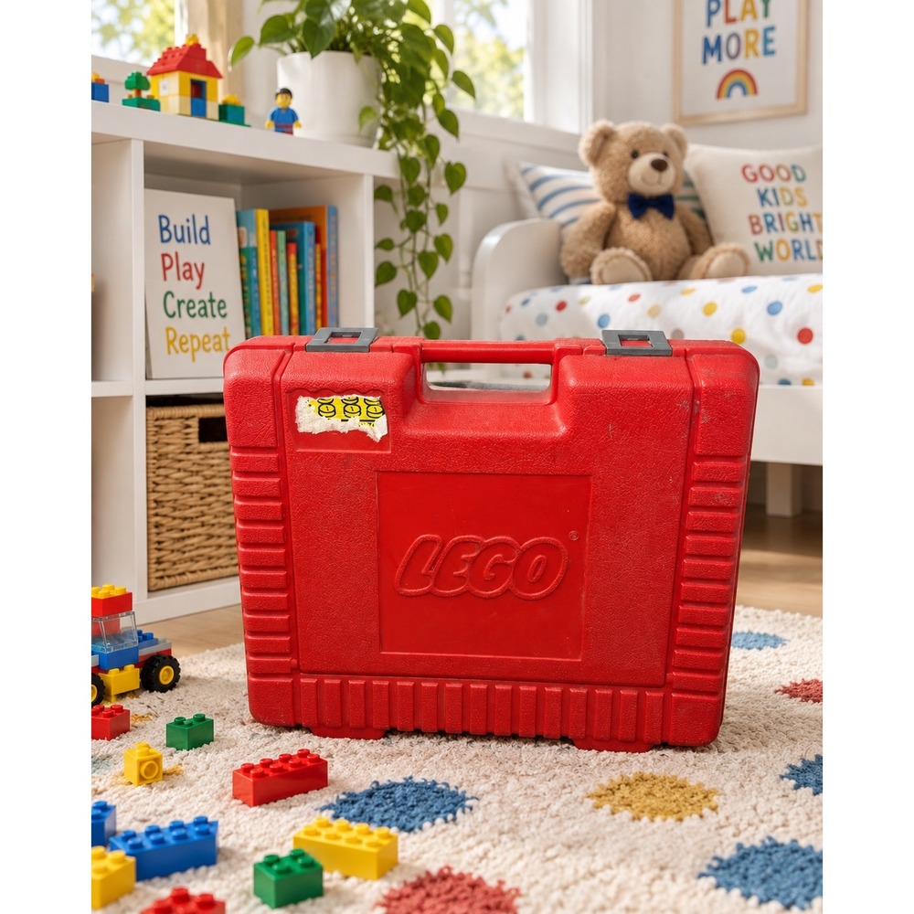 Vintage 1985 LEGO Storage Case Red Hard Shell Carrying Box 16in USA Made
